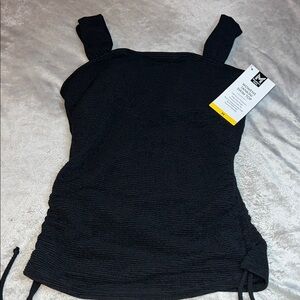 Members Mark Elegant Black Textured Tankini Swim Top